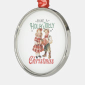 Stijl Kerstmis Kinderen Holly Jolly Metalen Ornament (Links)