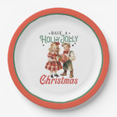 Stijl Kerstmis Kinderen Holly Jolly Papieren Bordje (Voorkant)