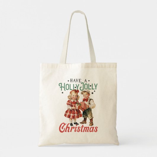  Stijl Kerstmis Kinderen Holly Jolly Tote Bag (Achterkant)