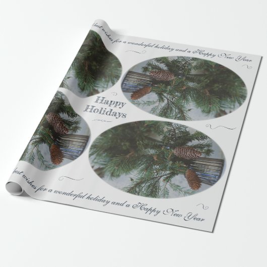 stijl Kerstspar tak Cadeaupapier (Uitgerold)