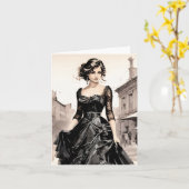  stijl kleine zwarte jurk LBD tiered rok Kaart (Gele Bloem)