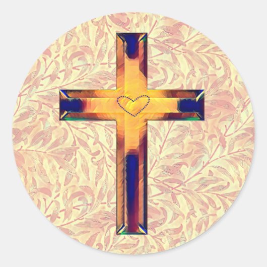 Stijl kleurrijk Faith Cross Ronde Sticker (Voorkant)