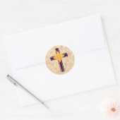 Stijl kleurrijk Faith Cross Ronde Sticker (Envelop)