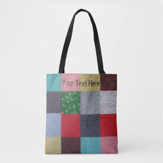  stijl kleurrijke vierkantjes patchwork tote bag (Voorkant)