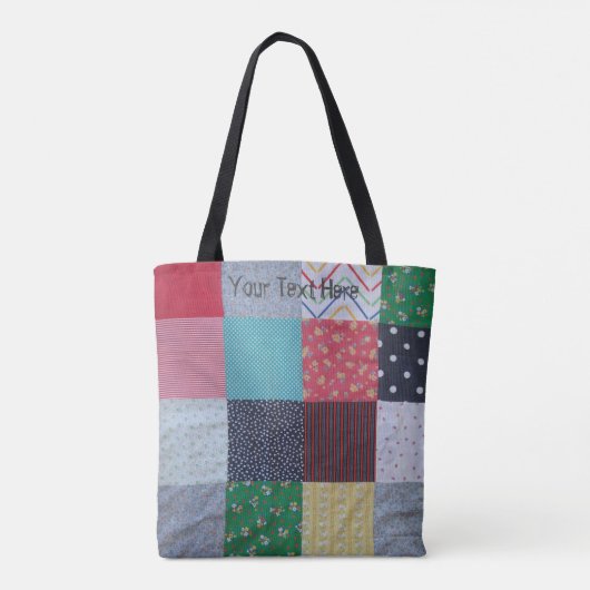 stijl kleurrijke vierkantjes patchwork tote bag (Achterkant)