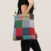 stijl kleurrijke vierkantjes patchwork tote bag (Dichtbij)