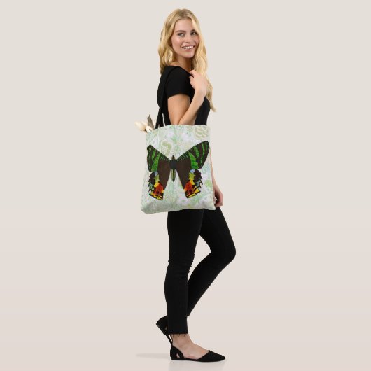 Stijl Kleurrijke Vlinder Bloemen Canvas tas (Op model)