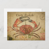  stijl krab Franse carte Postale Briefkaart (Voorkant / Achterkant)