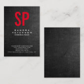 Stijl Krijtbord Grijs Rood Monogram Professional Visitekaartje (Voorkant / Achterkant)