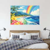  stijl lithografie Tropische XL kunst Canvas Afdruk (Insitu (Slaapkamer))