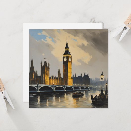  stijl Londen Reizen Big Ben Parlement Kaart (Voorkant / Achterkant in situ)