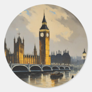  stijl Londen Reizen Big Ben Parlement Ronde Sticker