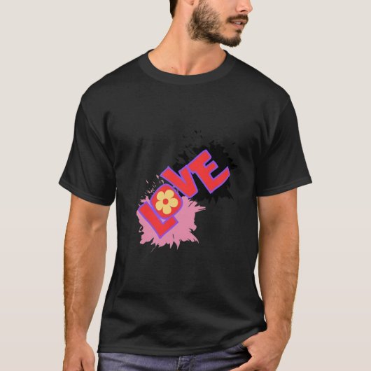 Stijl: Love and Flowers Mannen Basic T-shirt (Voorkant)