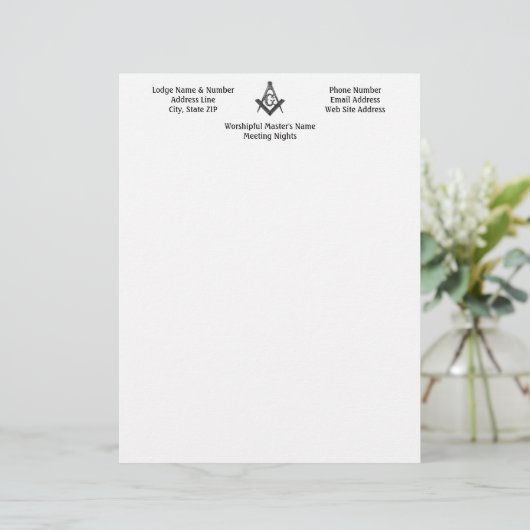  stijl Masonic Lodge Letterhead Persoonlijk Briefhoofd (Staand voorkant)