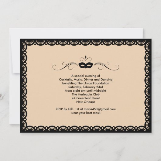 stijl Masquerade Ball-uitnodigingen Kaart (Achterkant)