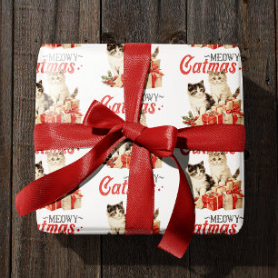 Stijl Meowy Catmas Kat Kerst Cadeaupapier