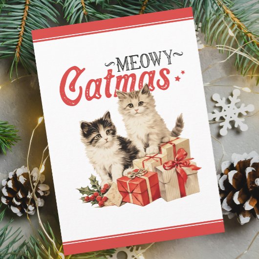 Stijl Meowy Catmas Kat Kerst Feestdagenkaart