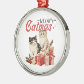 Stijl Meowy Catmas Kat Kerst Metalen Ornament (Links)