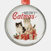 Stijl Meowy Catmas Kat Kerst Metalen Ornament (Voorkant)