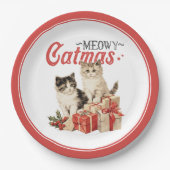  Stijl Meowy Catmas Kat Kerst Papieren Bordje (Voorkant)