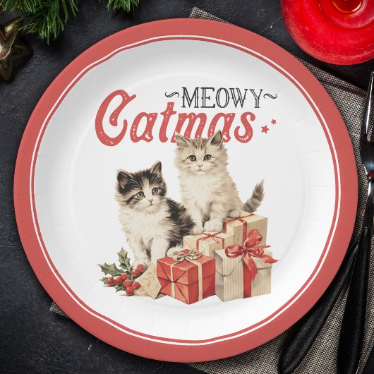  Stijl Meowy Catmas Kat Kerst Papieren Bordje