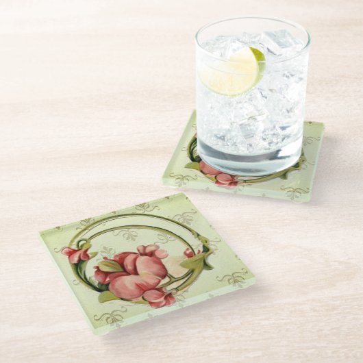   stijl Mint Floral Circle Onderzetters (Schuin)