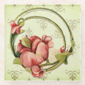   stijl Mint Floral Circle Onderzetters (Voorkant)