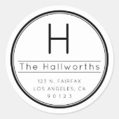 Stijl Modern Retouradres & Monogram Ronde Sticker (Voorkant)