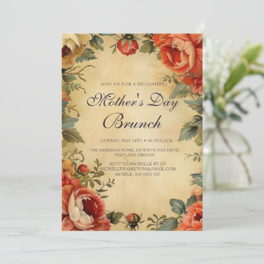  stijl Moederdag brunch Kaart (Staand voorkant)