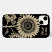  stijl monochromatische zonnebloem schilderij Case-Mate iPhone case (Achterkant (horizontaal))