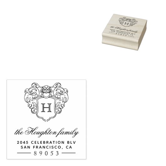 Stijl Monogram Lijst Terugkeeradres Rubberstempel (Gestempeld)