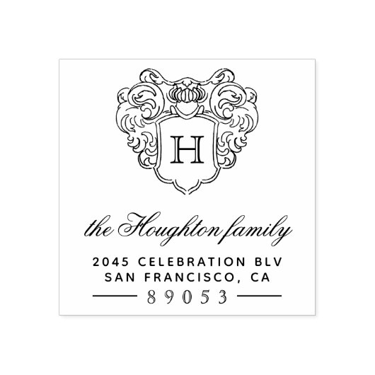 Stijl Monogram Lijst Terugkeeradres Rubberstempel (Afrduk)