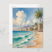  stijl Monte Carlo Beach Travel Feestdagenkaart (Voorkant / Achterkant)