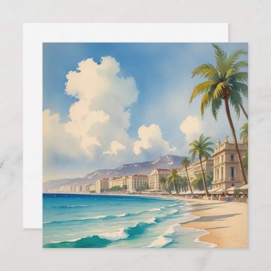  stijl Monte Carlo Beach Travel Feestdagenkaart (Voorkant / Achterkant)