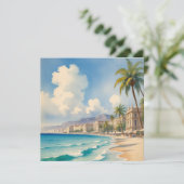  stijl Monte Carlo Beach Travel Feestdagenkaart (Staand voorkant)