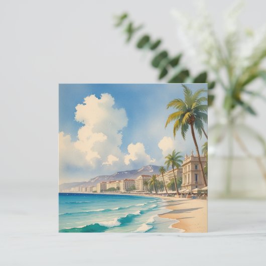  stijl Monte Carlo Beach Travel Feestdagenkaart (Staand voorkant)