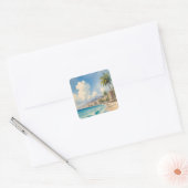  stijl Monte Carlo Beach Travel Vierkante Sticker (Envelop)