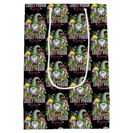  Stijl Mooie Gnome met Paddenstoelen Art Medium Cadeauzakje (Achterkant)