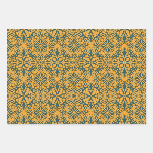  stijl mosterd en blauwgroen inpakpapier vel (Voorkant 2)