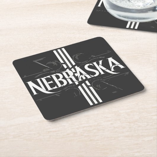  stijl Nebraska tekst ontwerp Kartonnen Onderzetters (Schuin)