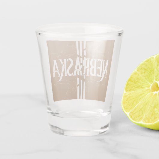  stijl Nebraska tekst ontwerp Shot Glas (Achterkant)