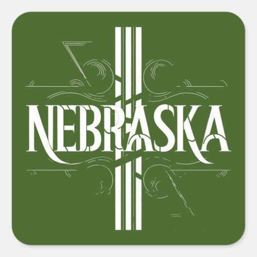  stijl Nebraska tekst ontwerp Vierkante Sticker (Voorkant)