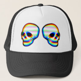 Stijl neontrendy van de tekening van de schedel trucker pet