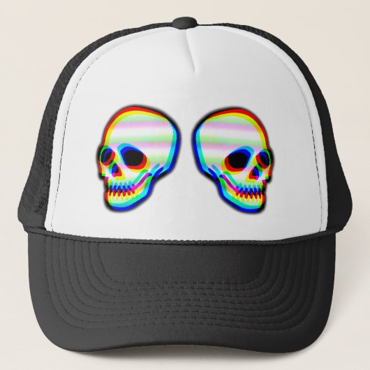 Stijl neontrendy van de tekening van de schedel trucker pet (Voorkant)
