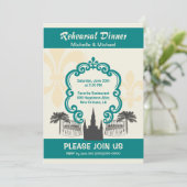 stijl New Orleans Wedding Blauwgroen Event Kaart (Staand voorkant)