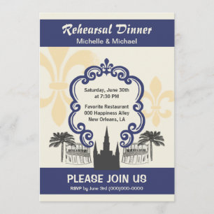  stijl New Orleans Wedding Blue Kaart