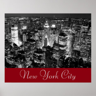  stijl New York City Zwart Wit Rood Poster