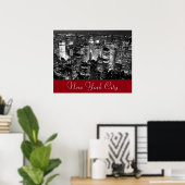  stijl New York City Zwart Wit Rood Poster (Thuiskantoor)