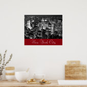  stijl New York City Zwart Wit Rood Poster (Keuken)