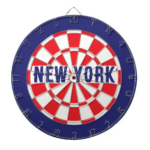 stijl New York White Navy en Red Dartbord